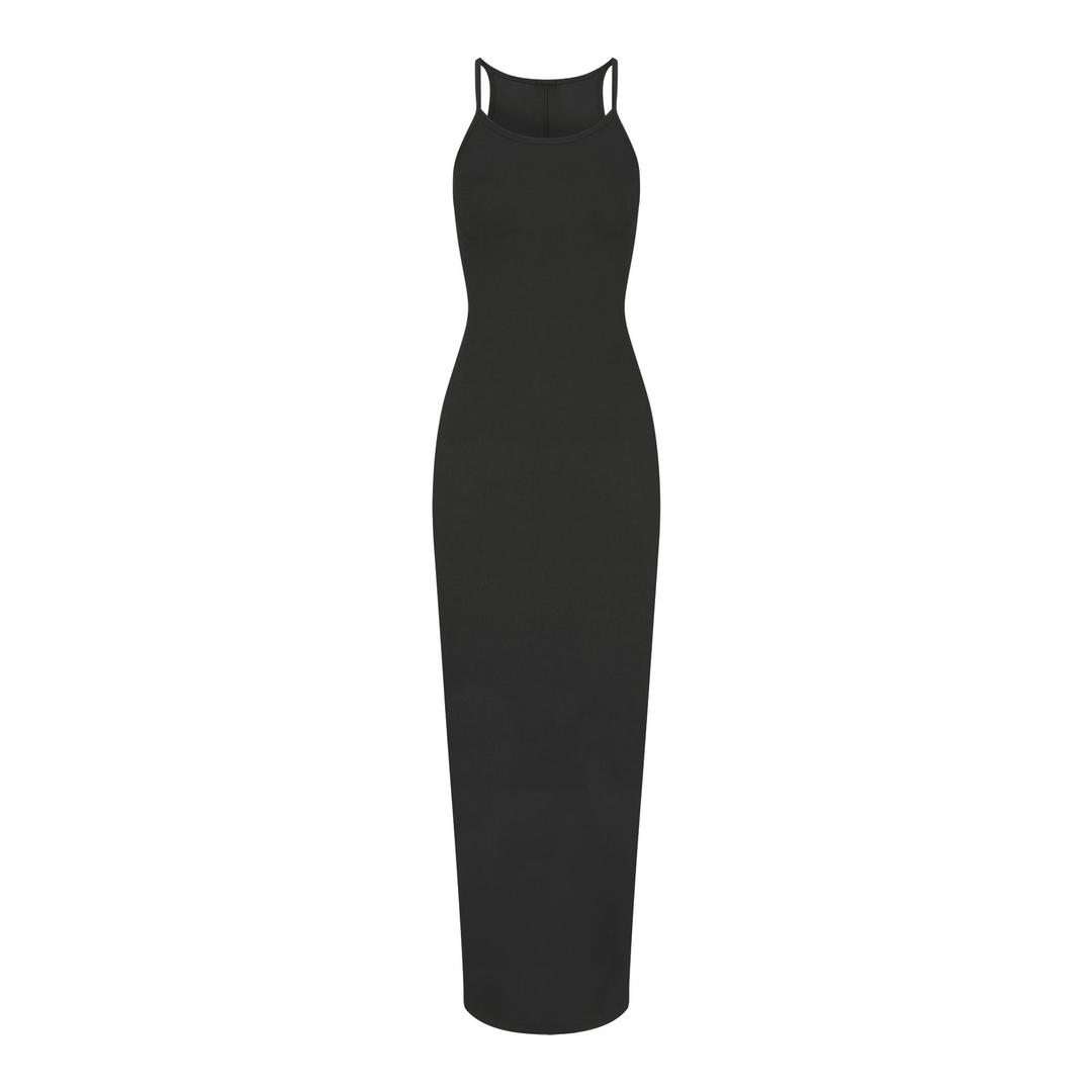 COTTON RIB LONG CAMI DRESS | SOOT