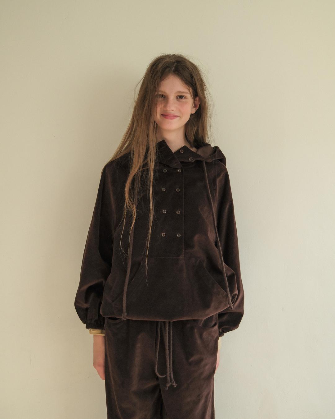 [10/28 예약발송] flétta Double Button Velvet Hoodie