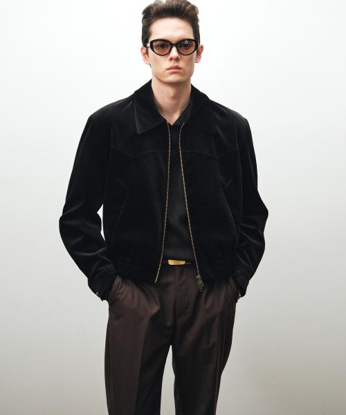 벨벳 웨스턴 크롭 블루종 (블랙)