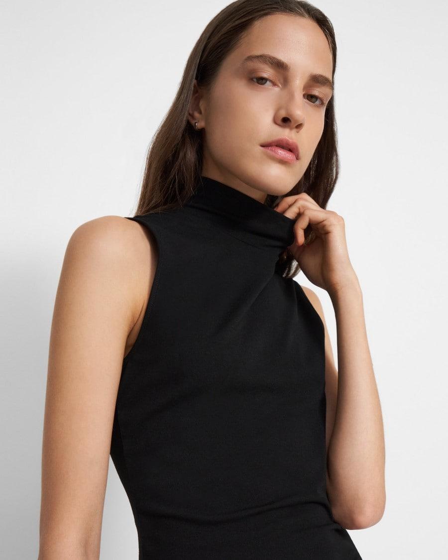 Sleeveless Turtleneck Sweater in Ribbed Viscose