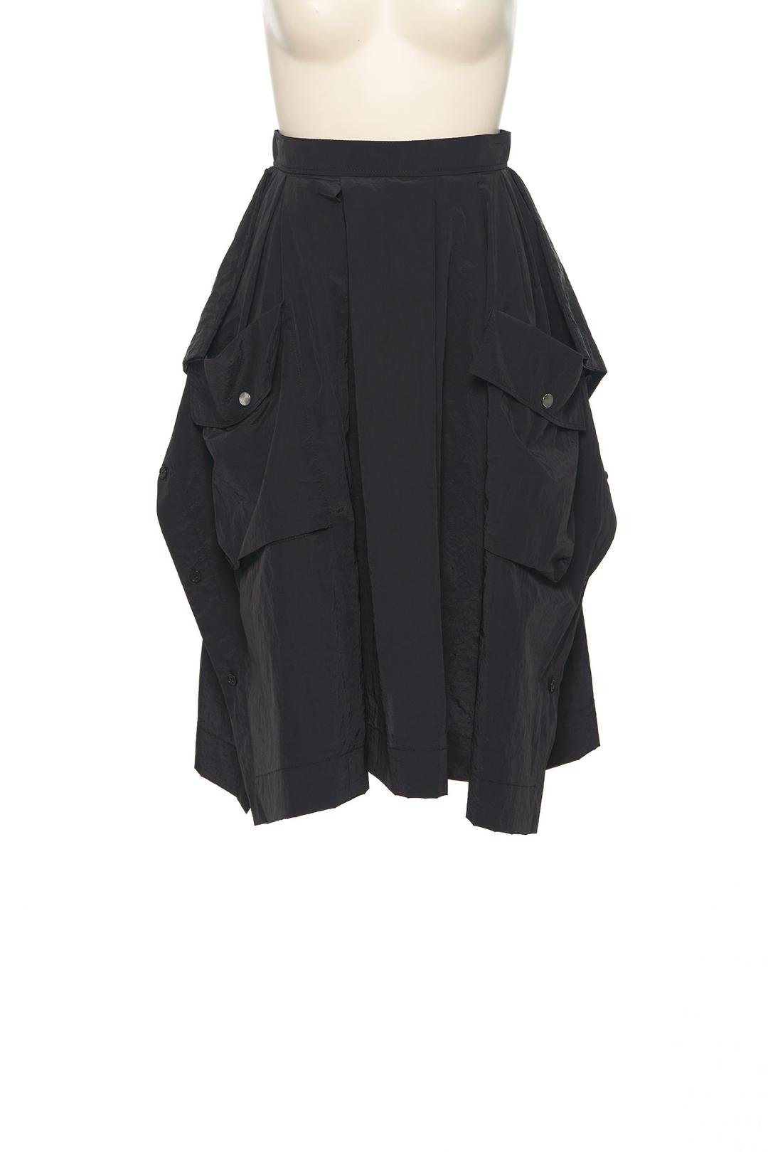 SS25 BLACK SQUARED DRAPING SKIRT