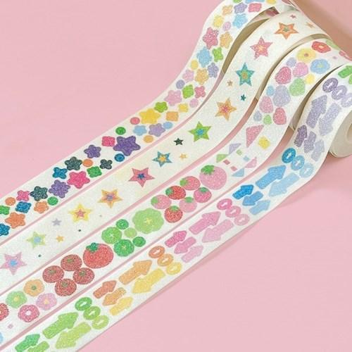 슈가 글리터 키스컷 마스킹테이프 (4종)