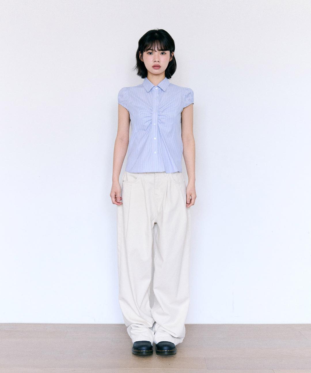 Cap Sleeve Shirt Blue