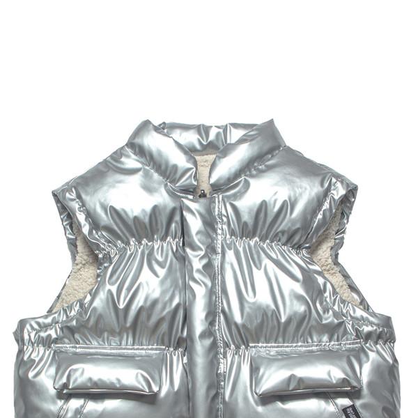 REVERSIBLE GLOSSY PADDED VEST_SILVER