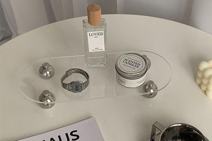 [5%쿠폰] 실버볼 투명 아크릴 타원형 라운드 트레이