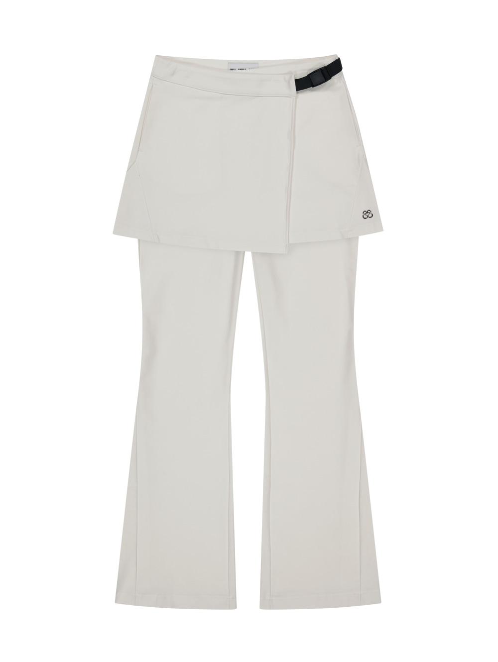 2-WAY BELTED WRAP SKIRT PANTS [IVORY]