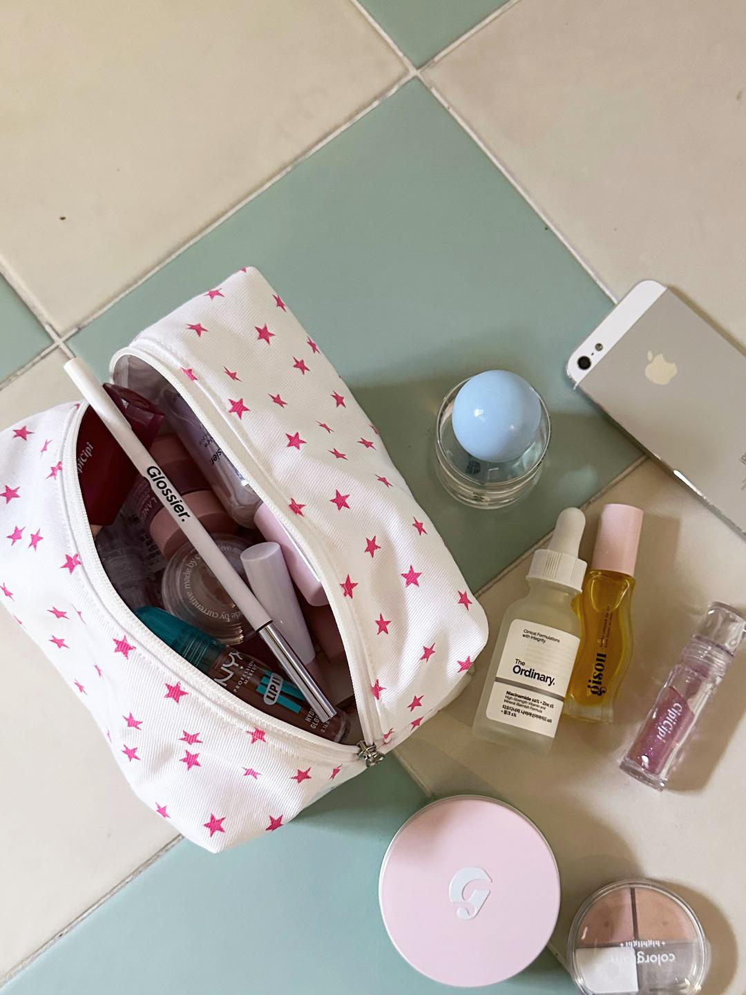 pink star rectangle pouch