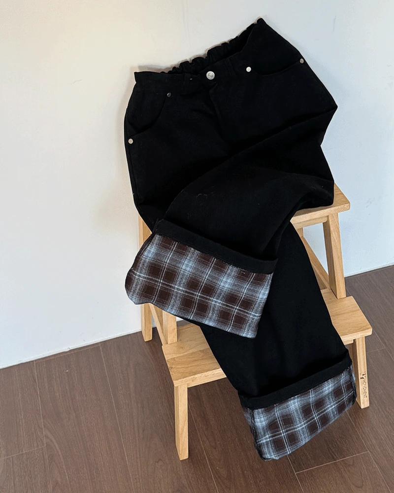 [MD추천]논페이드 체크 롤업 데님 (2color)