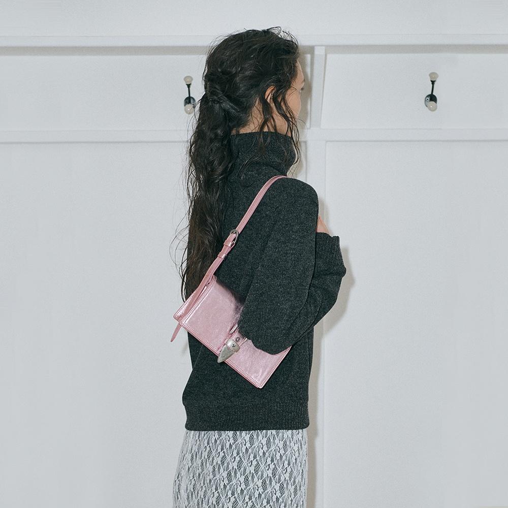 BELTED FLAP_metallic pink foiled plain