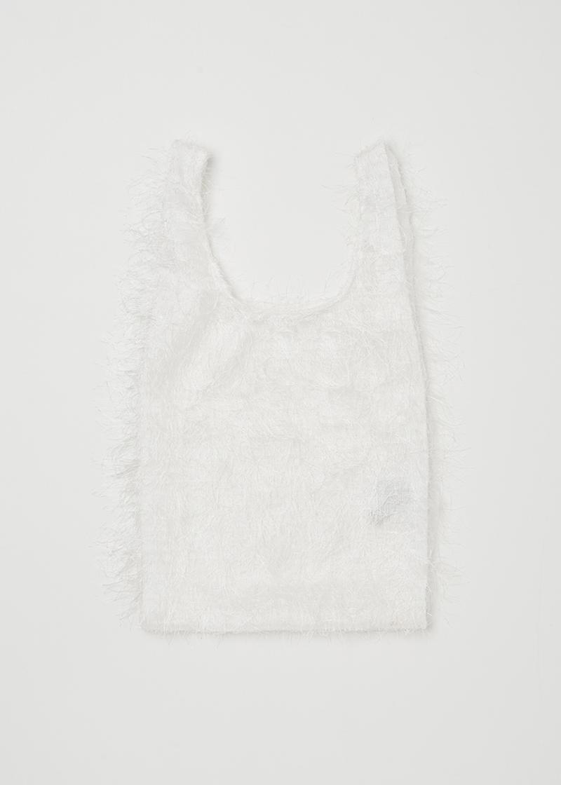 HAIRY FABRIC TOTE BAG IN WHITE