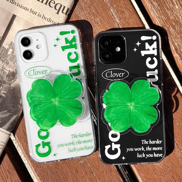 [투명톡+젤리 네잎클로버]아이폰케이스 갤럭시 핸드폰 휴대폰 아이폰14 13 12 11 x xs xr 8 7 6 se2 se3 프로 미니 맥스 s22 S21 S20 S10e s9 s8 플러스 울트라 fe 갤럭시노트 노트 20 10 9 8 a 10e 23 24 30 31 32 33 34 42 50 51 52s 53 54 82 90 lg벨벳 와이드 4 5 퀀텀 점프 2 3 x커버5