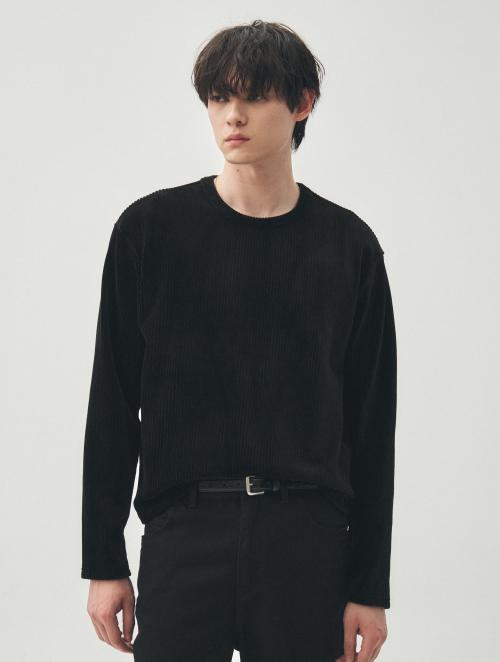 벨루아 크롭 롱 슬리브 [블랙]