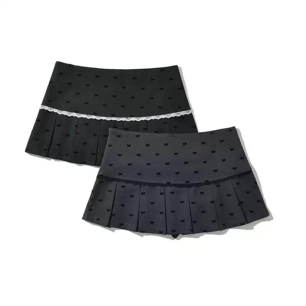 리본 레이스 플리츠 스커트 229685442