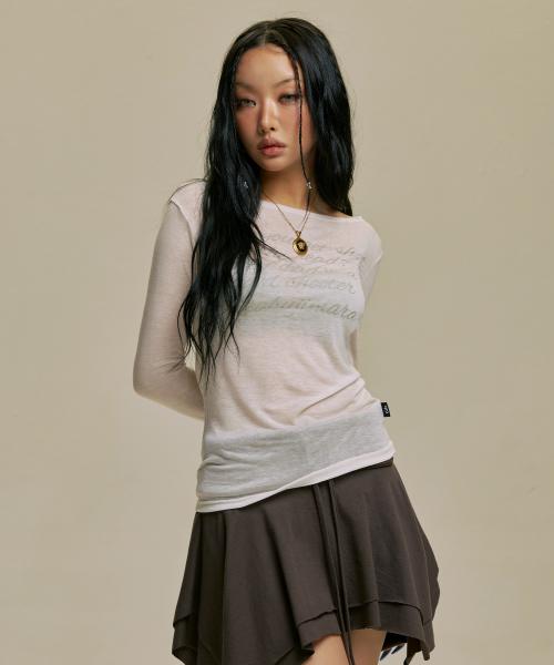 LETTERING SHEER LONG SLEEVE_WH