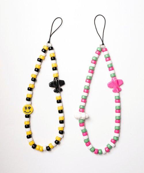 Smile airplane cloud color beads strap 스마일 비행기 구름 비즈 폰 스트랩 핸드폰줄