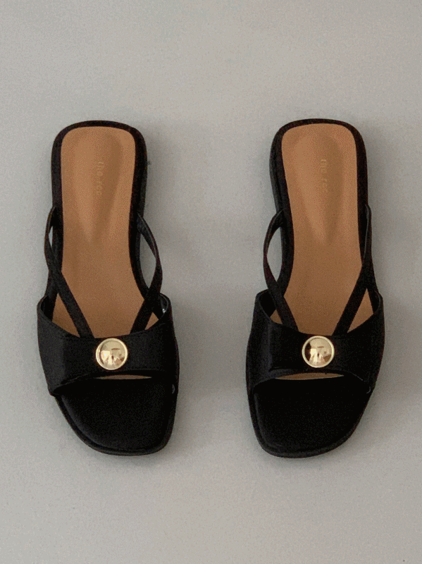 민샵 [여름🌞슬리퍼] 새틴 골드 코인 리본 슬리퍼 (1cm)