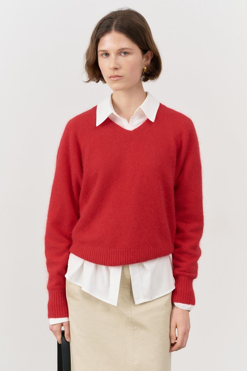 [BLACK FRIDAY] UNISEX ANGORA V-NECK SWEATER RED