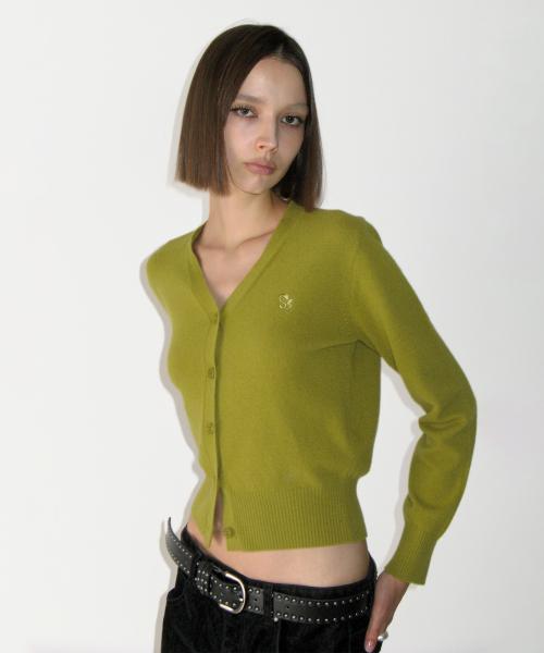Cashmere Basic V-neck Cardigan, OLIVE