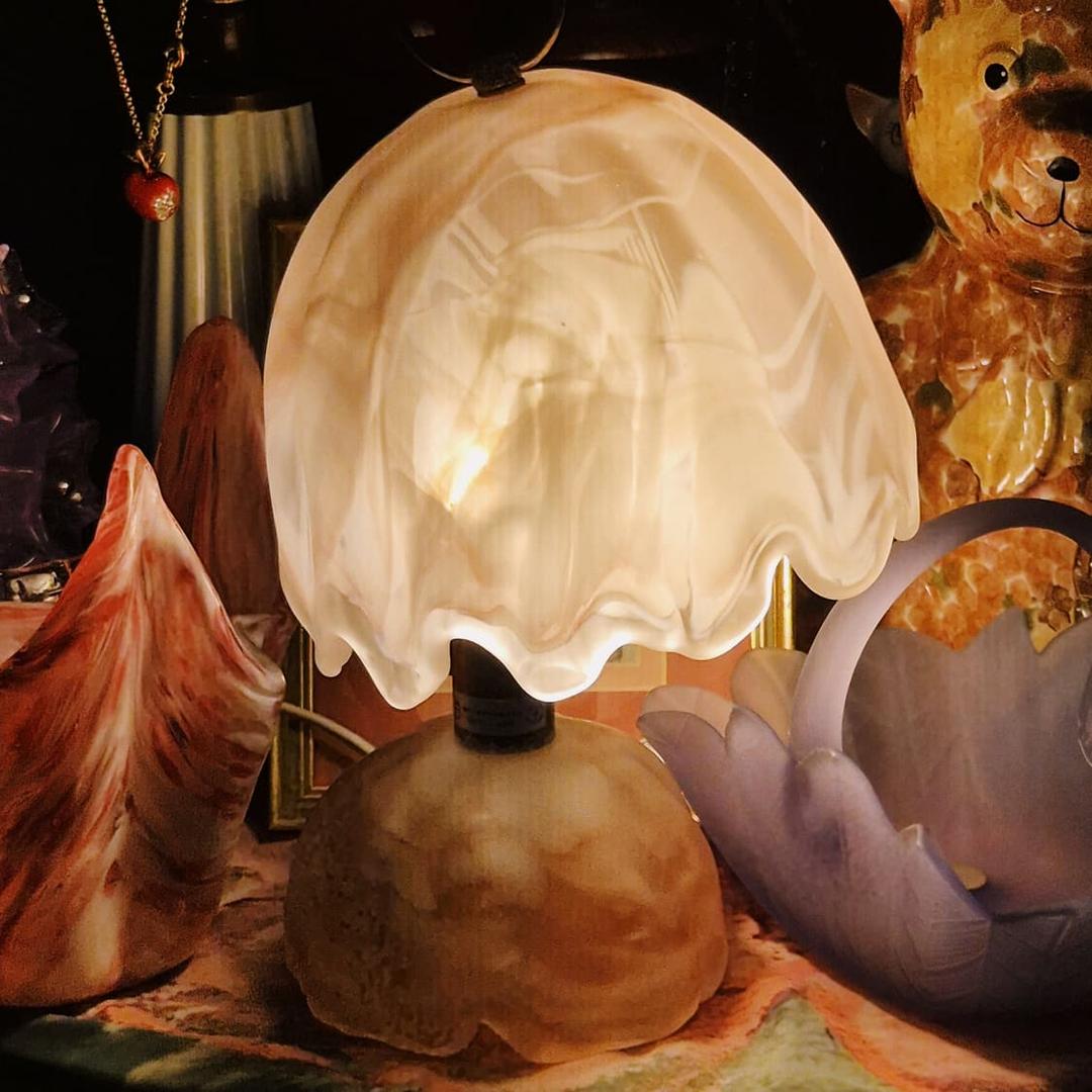 70s 이와타 아트글라스 요리코 불투명 해파리 램프 | 후루츠패밀리