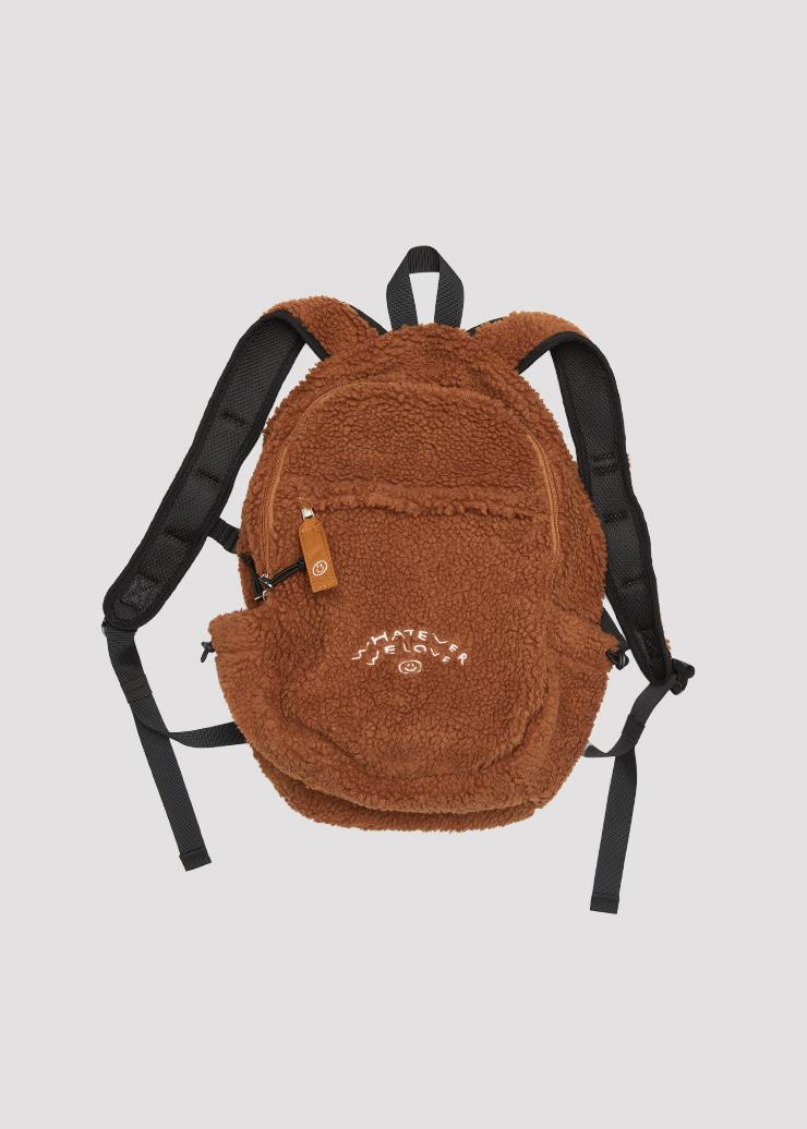 FLEECE BACKPACK WE LOVE CAMEL BROWN