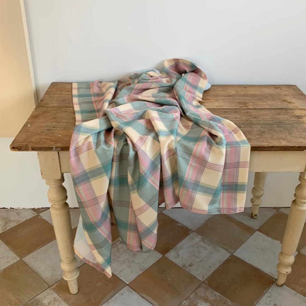 green beige check fabric