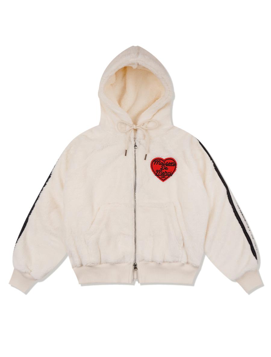 우먼즈 페이크퍼 후드 집업 아이보리(FCE4ZP552W)