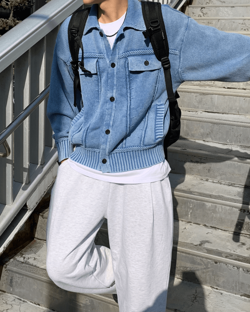 스톤 트러커 니트 자켓