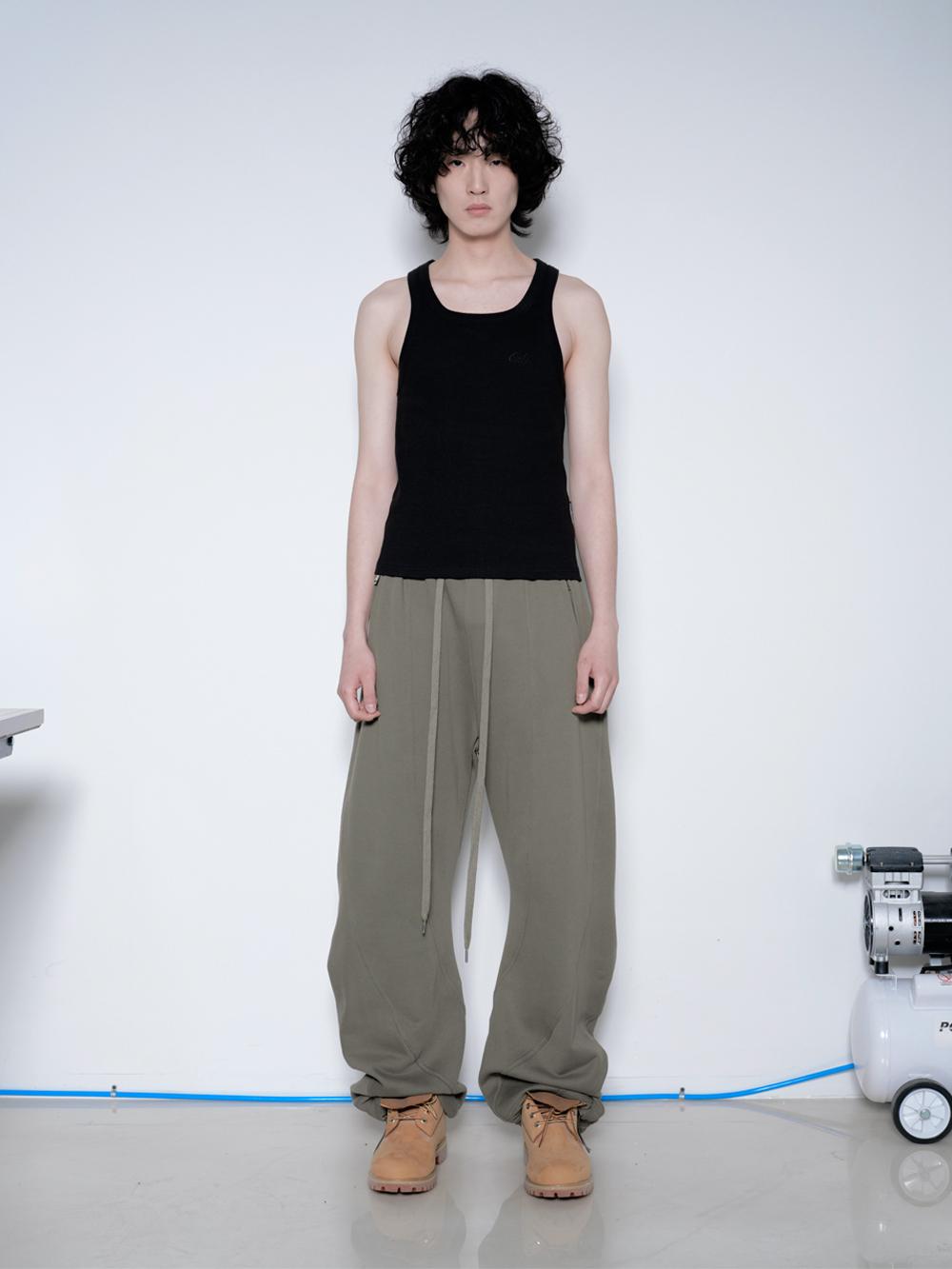 25ver. New balloon wide sweat pants khaki 뉴 벌룬 와이드 스웻 팬츠 카키