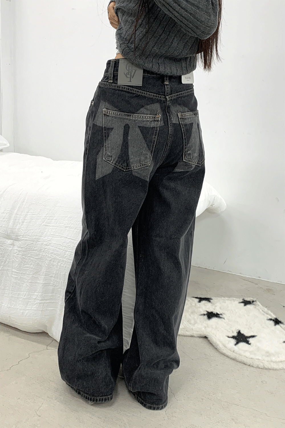 아쿠비클럽 tint ribbon denim wide pants