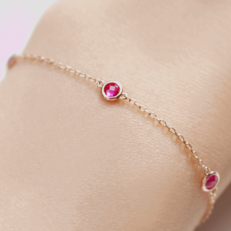18K 14K 루비 원큐 팔찌