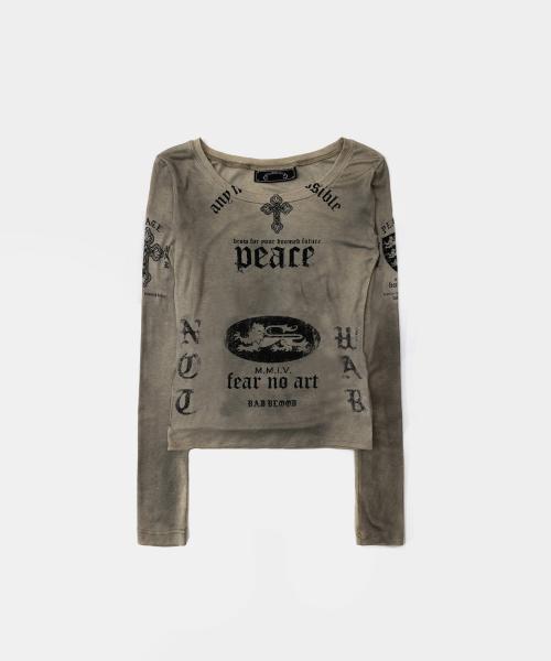 PEACE NOT WAR 루즈핏 티 - 더스티베이지