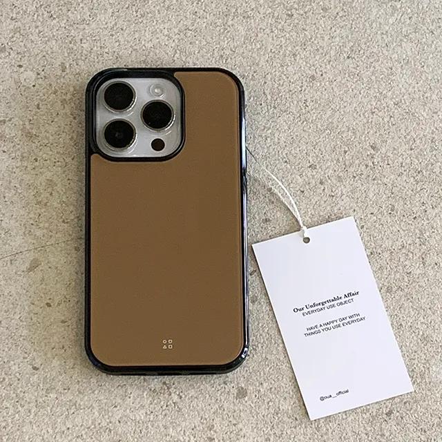 Basic Brown 글라스 범퍼 아이폰 케이스 아이폰 13미니 15프로 16프로 프로맥스 갤럭시S24 플립6 블랙 심플 남성용 커플 맥세이프 케이스