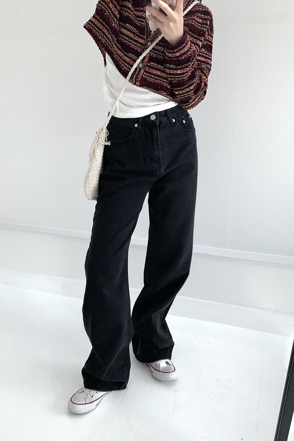 plain black denim pants