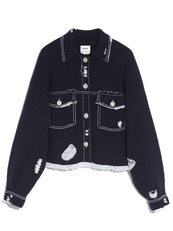 캐시미어 코튼 프린지 디테일 데님 자켓