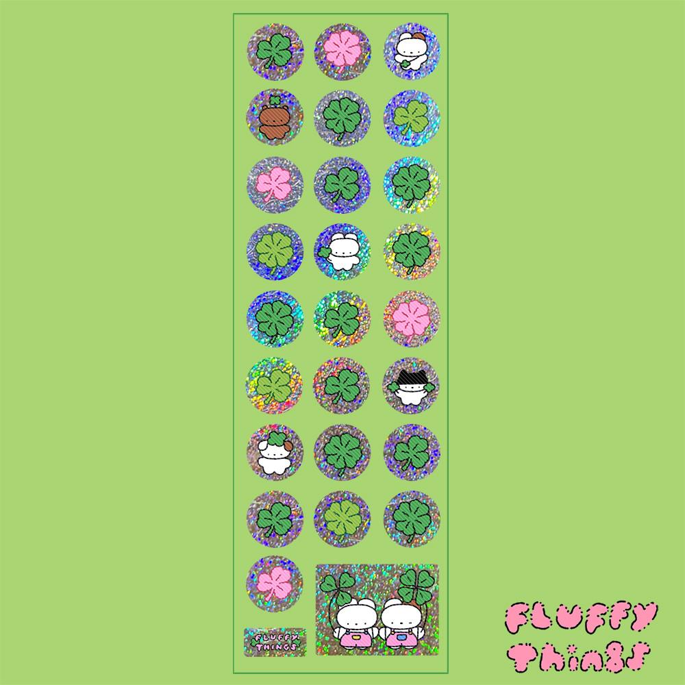 [플러피띵스] 동그라미세잎네잎 스티커