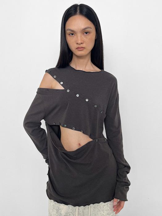 BUTTONED SHIFT TOP, CHARCOAL