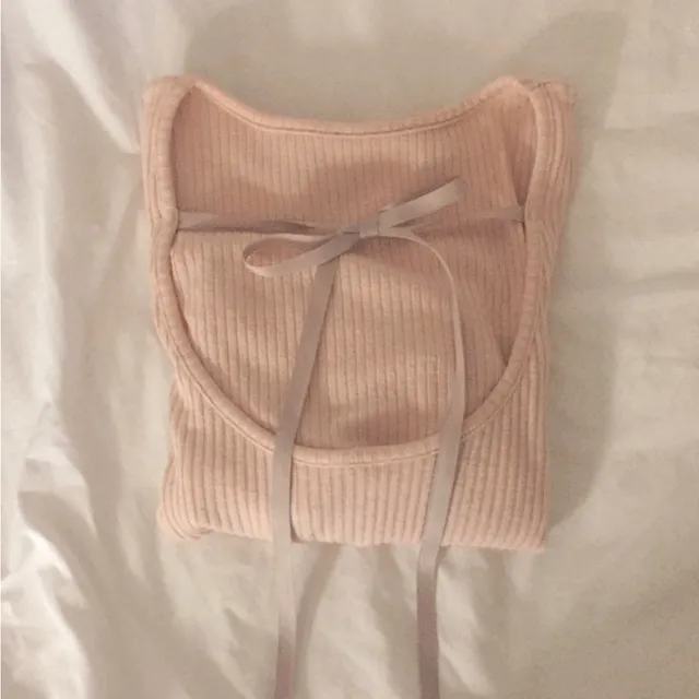 골지 리본 초커 긴팔티 2color