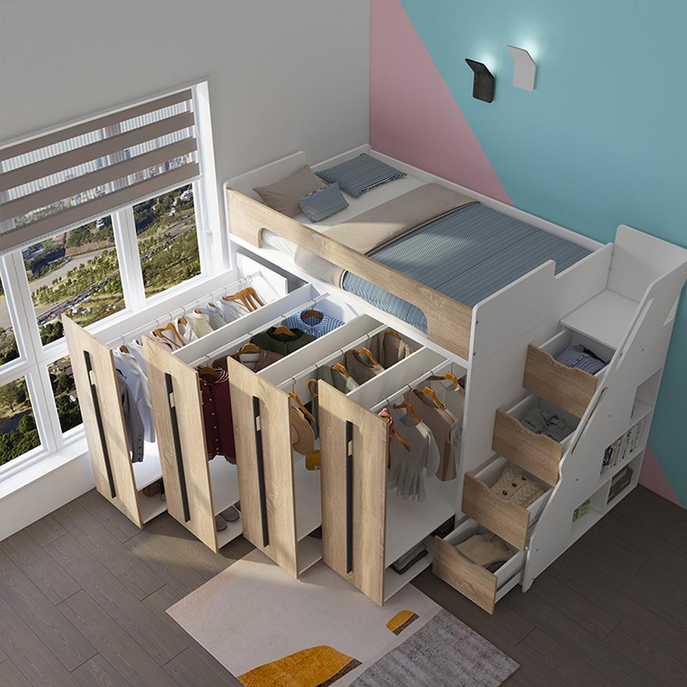 스스디 네오 슬라이딩 슈퍼싱글 옷장 침대 수납 벙커 계단 원룸 이층침대