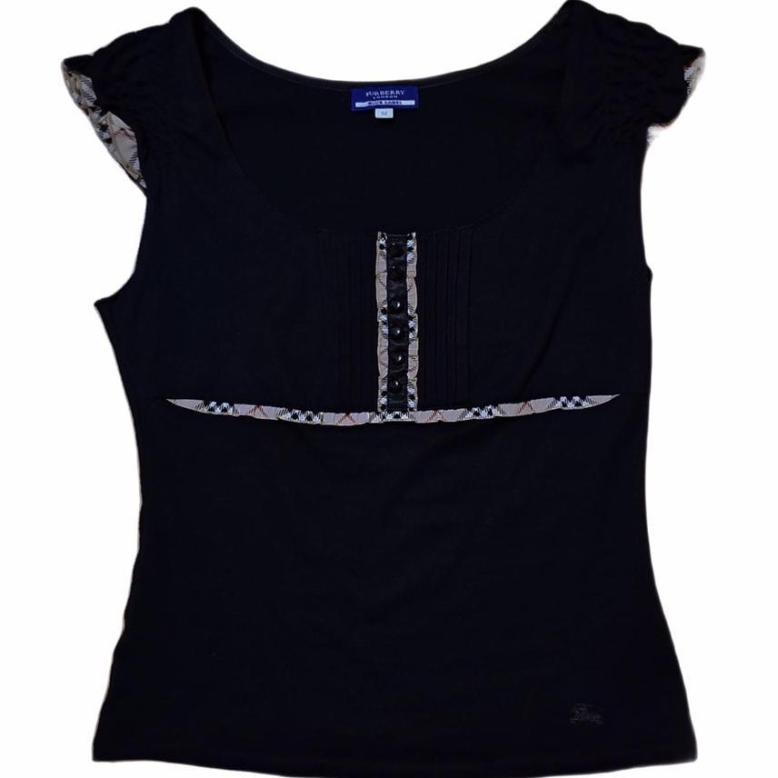 버버리 런던 블루라벨 38 여성 노바체크 프릴 나시 숏슬립