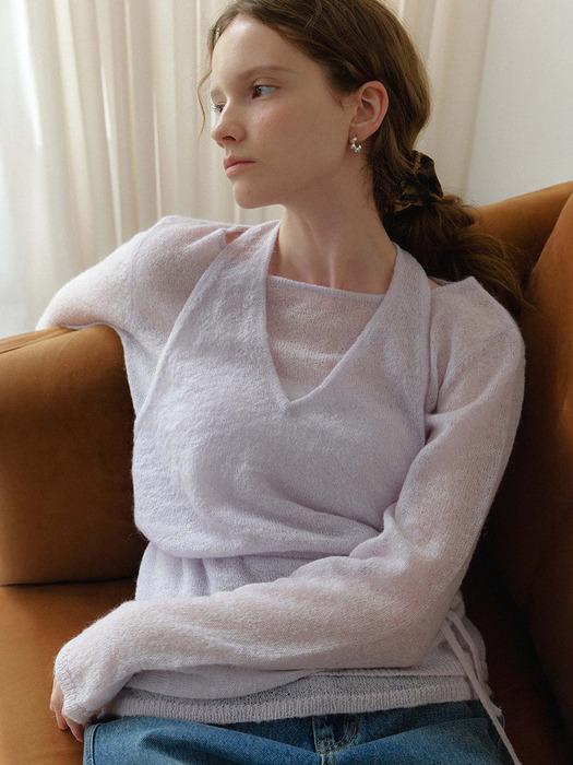 모헤어 홀터넥 레이어드 니트 NEK5WP914_2color