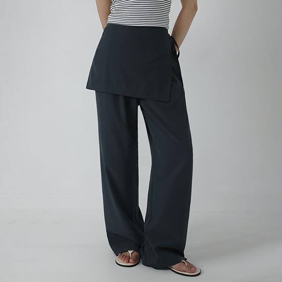 [오늘출발][레이어드/밴딩치마바지] 레이어드 뒷밴딩 스커트팬츠 (슬랙스치마바지,와이드팬츠,랩스커트팬츠,간절기,하객룩,출근룩)