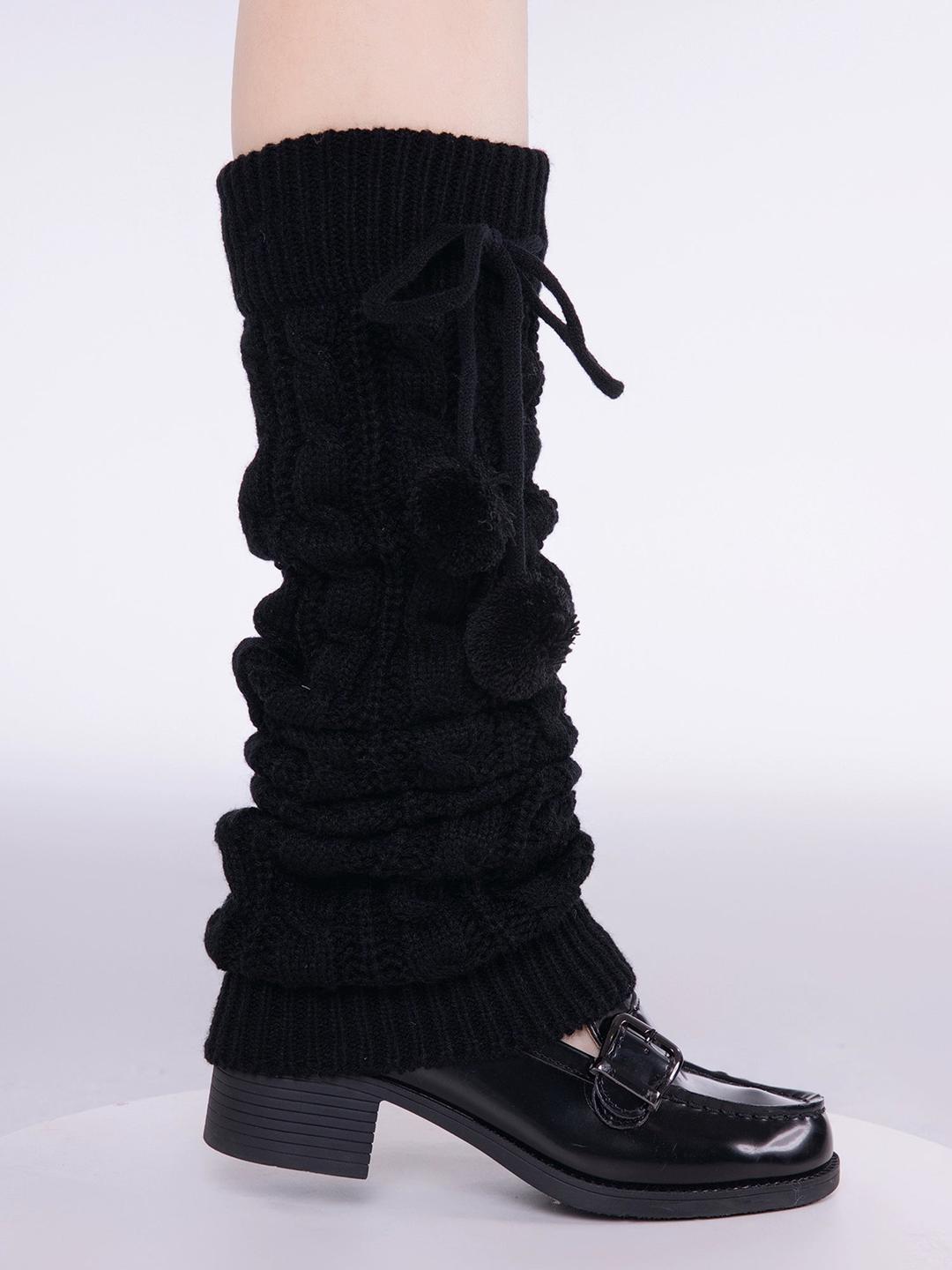 Campus Cozy Knit Leg Warmers - One Size / Black