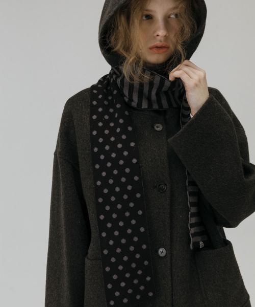 더블 사이드 패턴 슬림 머플러_GRAY