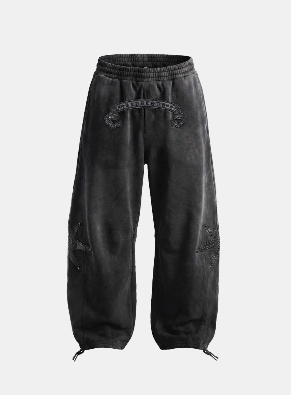 [4/22 발송] [w-pts26-059] Cosmo Embroidered 2 way Semi-Curved Fit Joggers - Charcoal