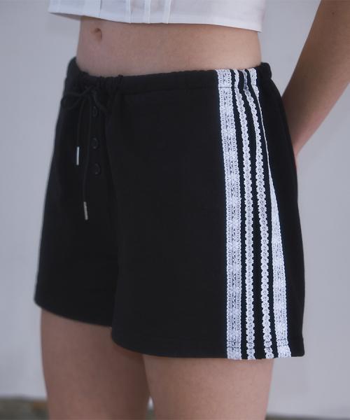Lace Track Shorts [Black]