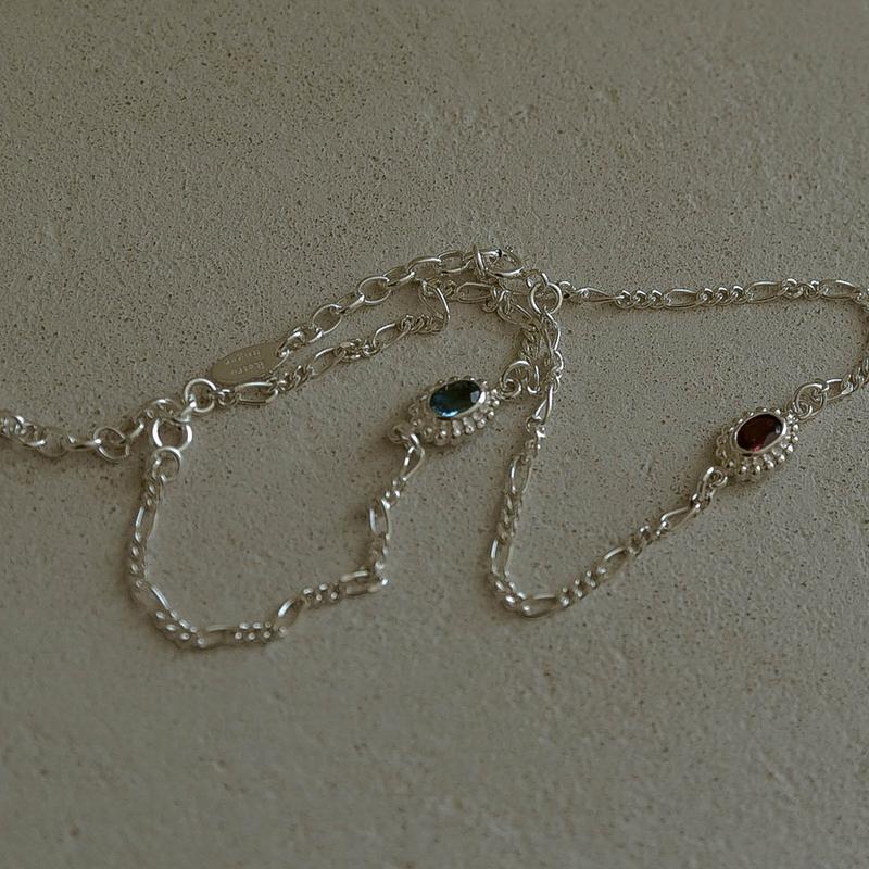 실버925 Blossom 탄생석팔찌 가넷 토파즈 원석은팔찌 팔찌선물