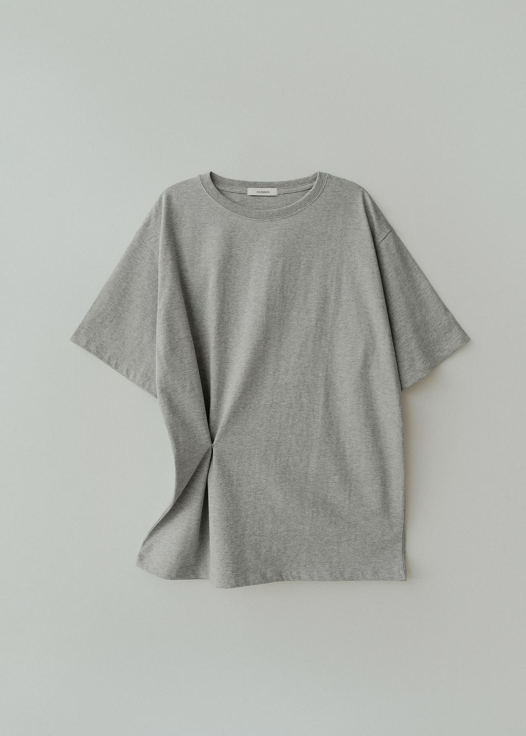 Naro snap half tee (melange gray)
