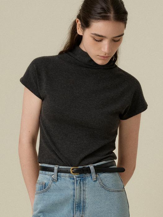 [단독] VELI COWL NECK TEE_CHARCOAL