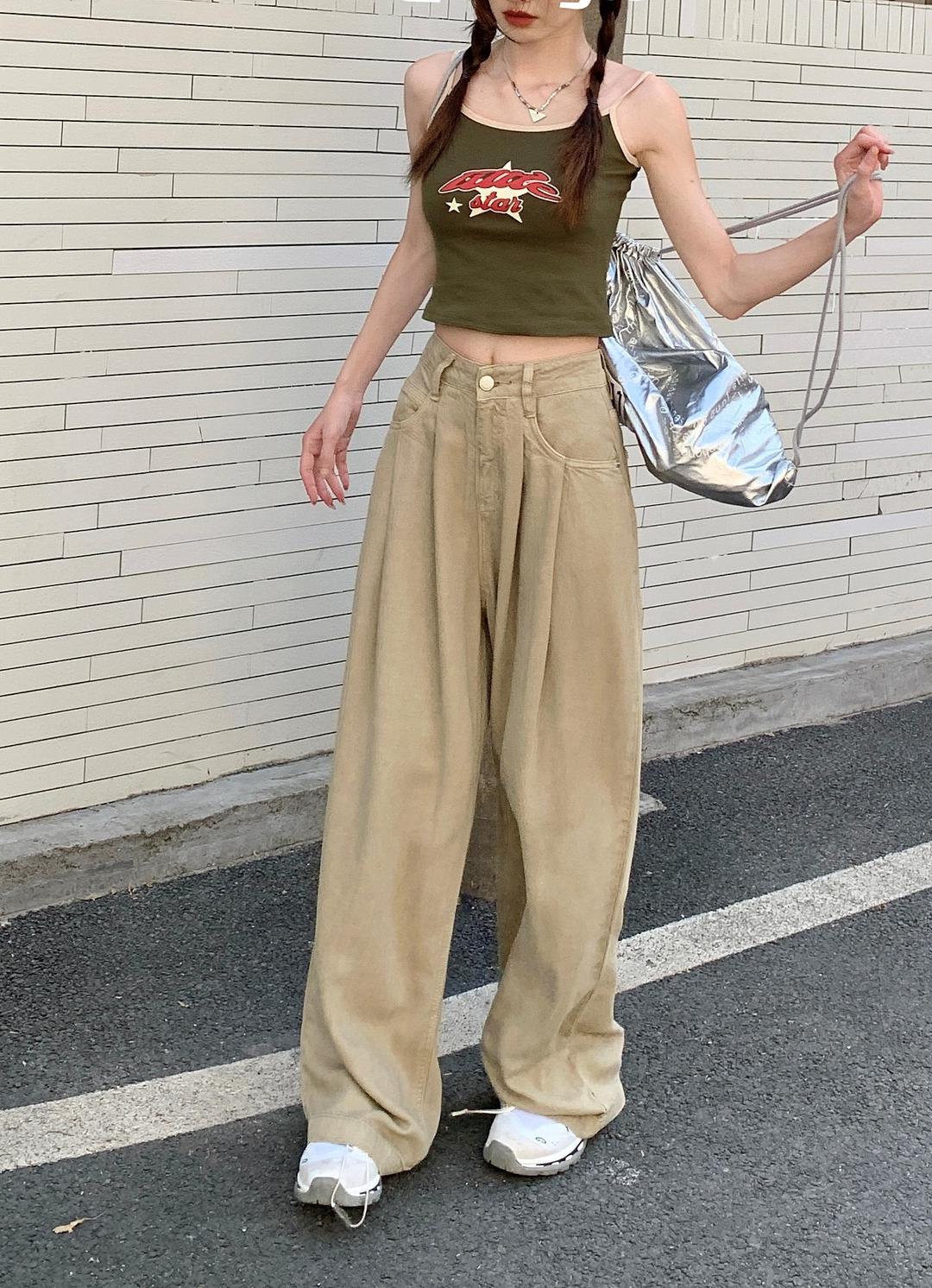 더블제이 (당일발송 - 베이지 S) [일상/데일리/힙한/기본/MZ/회사/출근룩/코디] 핀턱 베이지/아이보리 하이웨스트 와이드 팬츠 PT