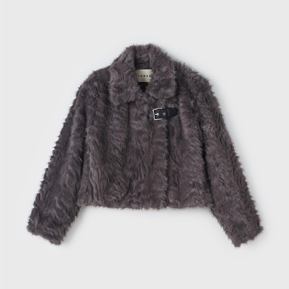 Faux Fur Jacket (Charcoal)